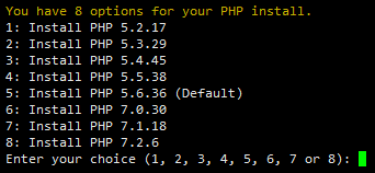 选择PHP版本