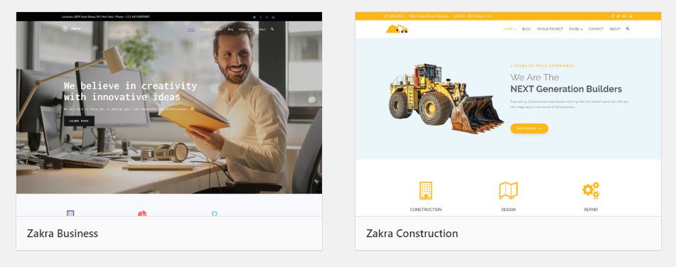 Zakra Page Builder Theme风格演示